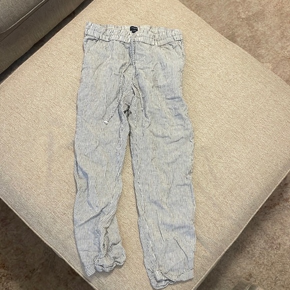 J CREW STRIPED LINEN-COTTON BLEND DRAWSTRING PANT (stripes b&w) - Picture 2 of 3